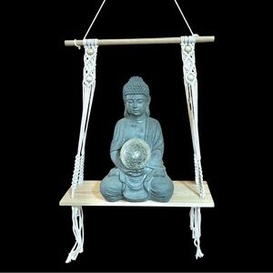HANDMADE MACRAME WALL SHELF – ZEN BOHO HANGING SHELF FOR SPA & MINDFULNESS DECOR